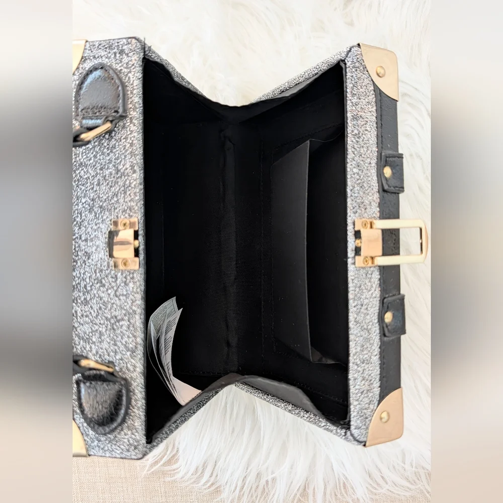 Stylish Black & Gray Trunk-Style Top-Handle Bag - Picture 13 of 16